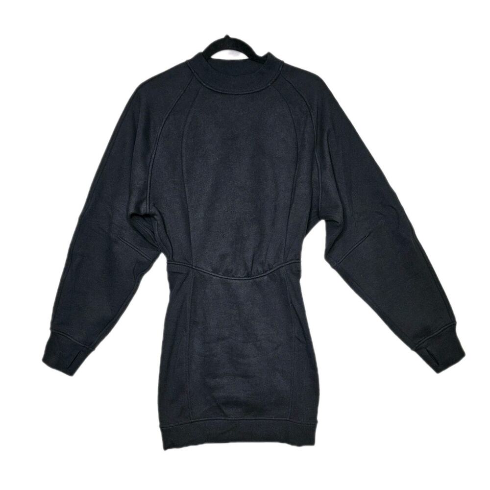 NWT lululemon 2 Black Fleece Scuba Sweatshirt Dress Long Sleeve High Neck